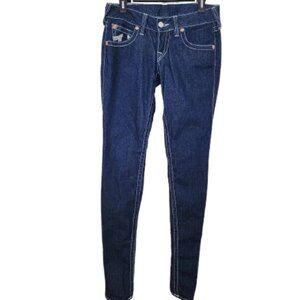 True Religion Women's Blue Dark Blue Flap-Pockets Julie Skinny Jeans Size 29